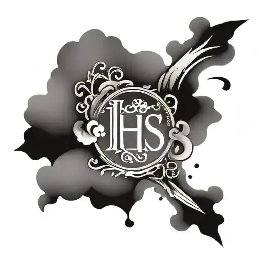 IHS Christigram with Clouds surround tattoo design idea