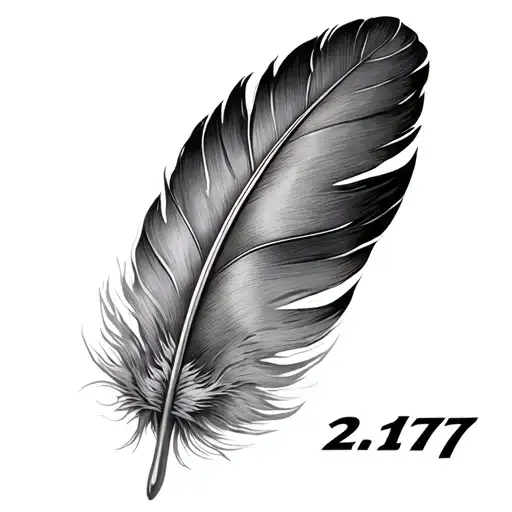 small feather with 2:17 numbers tattoo design idea