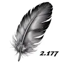 small feather with 2:17 numbers tattoo design idea