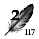 small feather with 2:17 numbers tattoo design idea