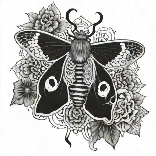 death moth surrounded by mandala  tattoo design idea