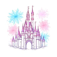 Walt Disney world Cinderella castle with a little color pink purple blue tattoo design idea