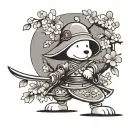 Samurai Snoopy with Cherry blossom tree tattoo design idea