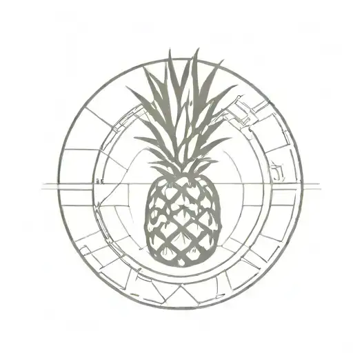 pineapple top from above and traffic circle design tattoo design idea