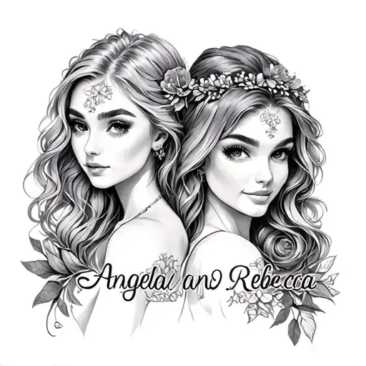 angelica and rebecca names tattoo design idea