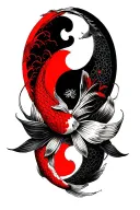 zen circle inside with koi fish yin yang tattoo design idea