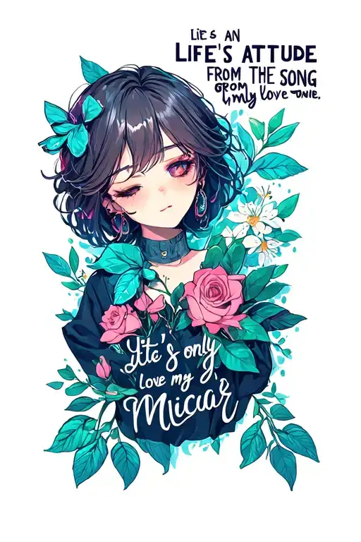 the phrase life's an attitude from the song it's only love my micar tattoo design idea