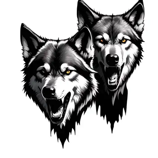 I need a picture of 8 menacing wolves heads for a tattoo idea tattoo design idea