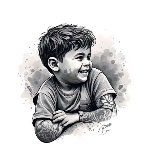 Child Dad tattoo design idea