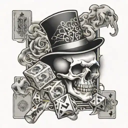 tattoo stencil lowrider dice money cards skulls smoke tattoo design idea