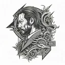 Neon japanese john wick Back tattoo tattoo design idea