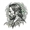 Neon japanese john wick Back tattoo tattoo design idea