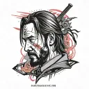 Neon japanese john wick Back tattoo tattoo design idea