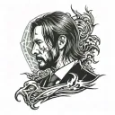 Neon japanese john wick Back tattoo tattoo design idea