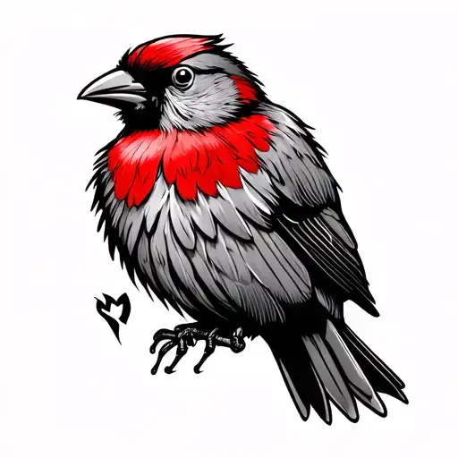 red chest bird American trad tattoo style. less detail tattoo design idea