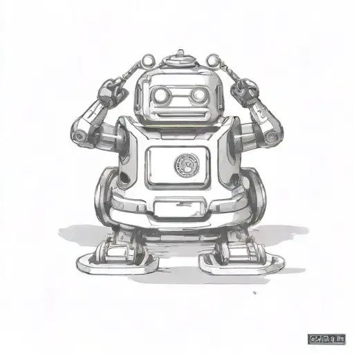 A black-grey tattoo of a toy robot with sushi rolls as its limbs tattoo design idea