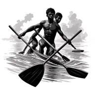 3 black sons rowing oars tattoo design idea