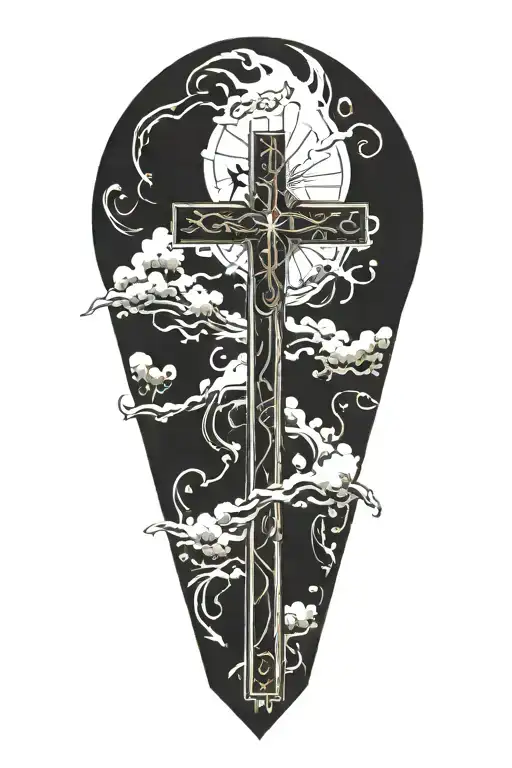 Religious Cross in Sunlight tattoo design idea