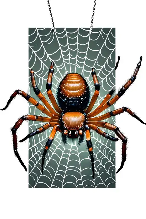 baby Spider Hanging From Web with another big spider on the web tattoo design idea