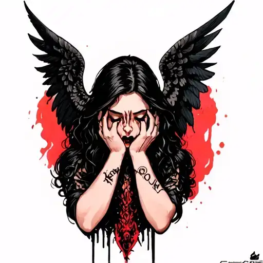 seductive evil angel speak no evil speak no evil tattoo design idea