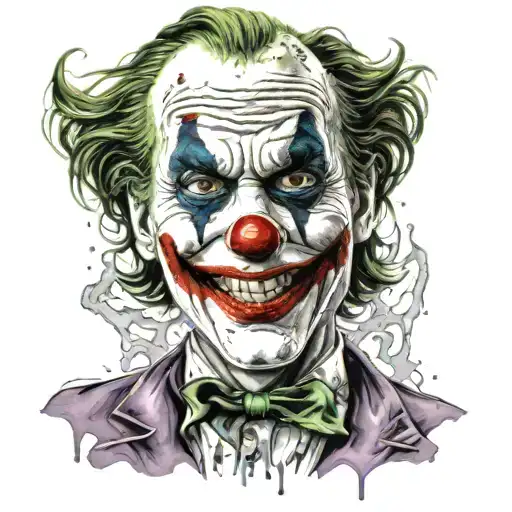 Joker haha half melting tattoo design idea