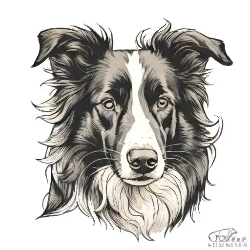 tan border collie tattoo design idea
