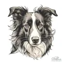tan border collie tattoo design idea