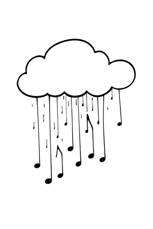 rain cloud and music notes tattoo design idea