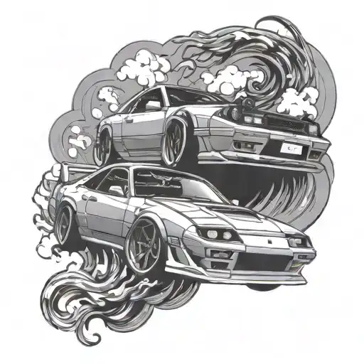 180sx car drifting tattoo design idea