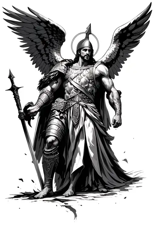 spartan warrior and st michael the archangel tattoo design idea