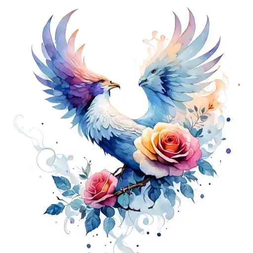 feminine strength freedom rebirth roses ethereal phoenix smoke tattoo tattoo design idea