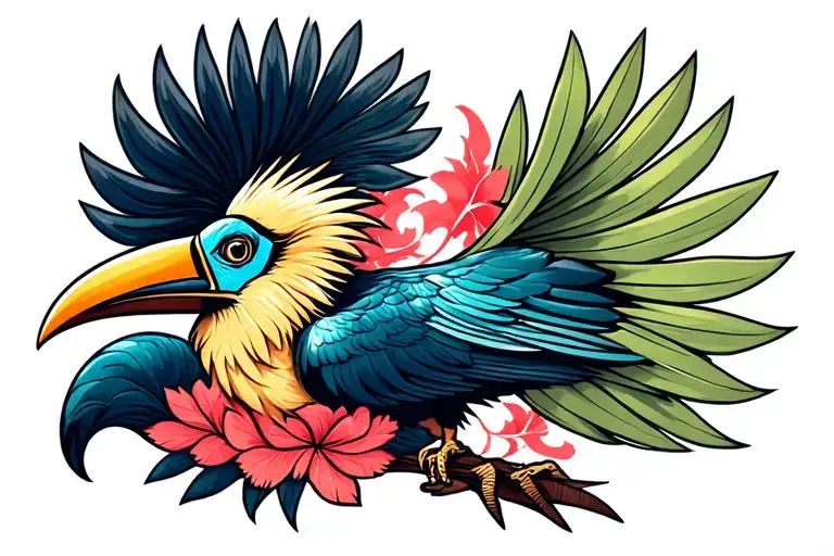 Hornbill tattoo design idea