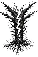 Black lightning bolts striking like roots tattoo design idea