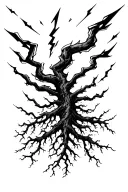 Black lightning bolts striking like roots tattoo design idea