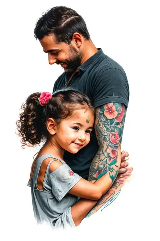 dad and daughter tattoo design idea
