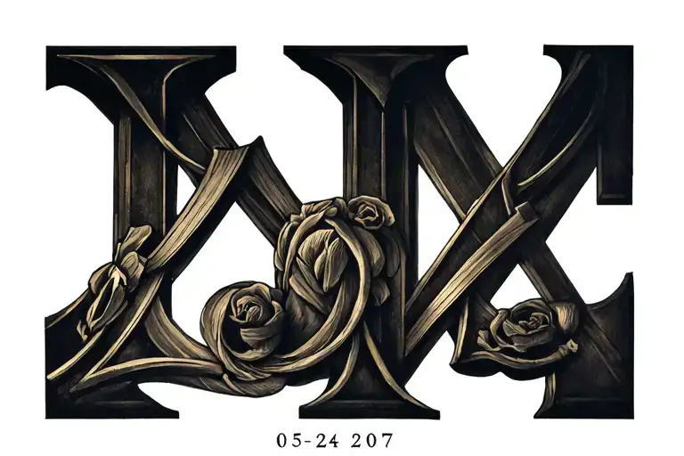 The date 05 24 2007 in roman numerals tattoo design idea