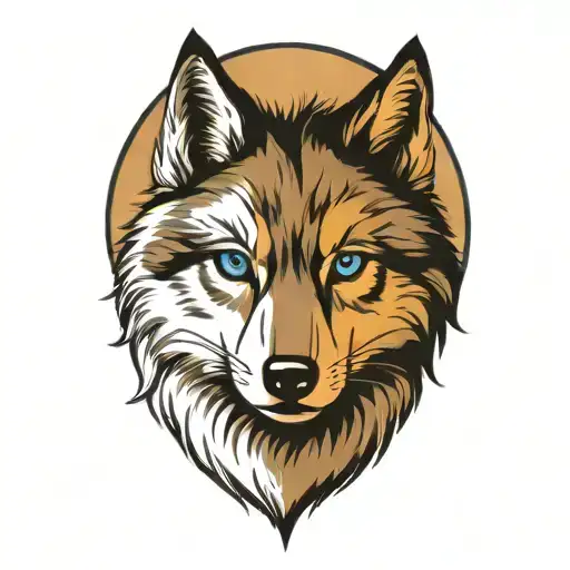 cherokee gray wolf puppy blue eyes  happy tattoo design idea