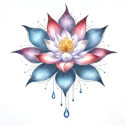 darker colors such as red,violet and maroon to resemble deep space, keep the lotus flower.exploding star at center  tattoo design idea