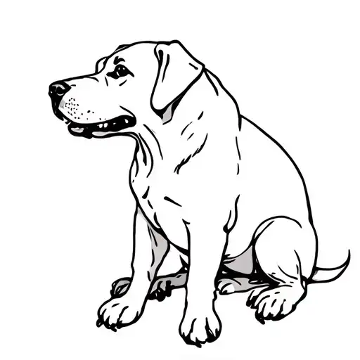 Funny Labrador who poops sideways while sitting tattoo design idea