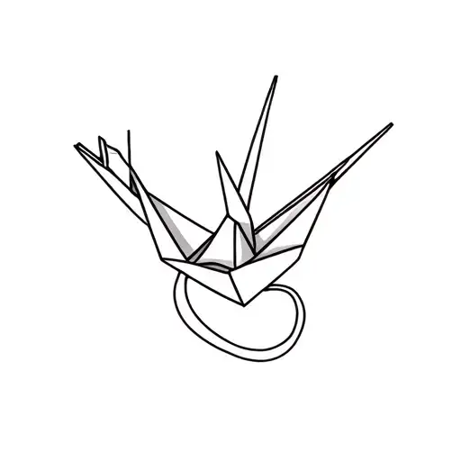 Paper crane combined with eternity symbol intertwined tattoo design idea