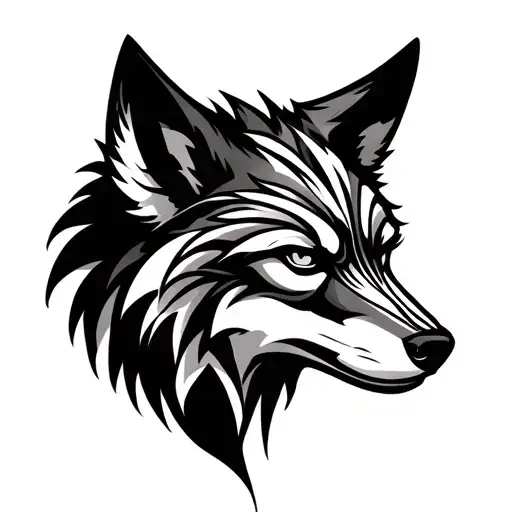 Coyote tribal symbols tattoo design idea