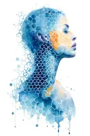 honeycombs from neck to elbow crumbling into a matrix tattoo design idea