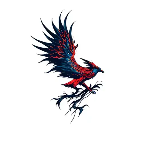 The Logo for the cyberpunk edgerunners with wires and a phoenix tattoo design idea