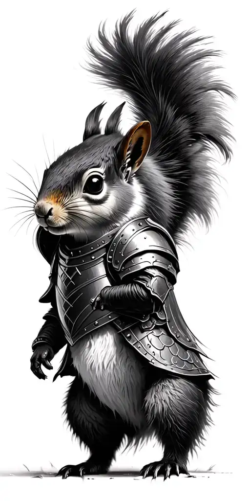 Castle ruins, squirrel wearing armour tattoo design idea