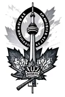 Toronto maple leafs Toronto BlueJays and Toronto Raptors arm sleeve with the cn tower tattoo design idea