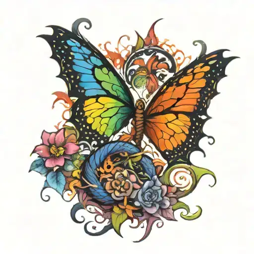 a dragon and butterfly cover a rectangle cuz there I'm gona put my girls eys tattoo design idea