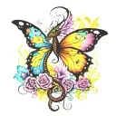 a dragon and butterfly cover a rectangle cuz there I'm gona put my girls eys tattoo design idea