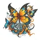 a dragon and butterfly cover a rectangle cuz there I'm gona put my girls eys tattoo design idea
