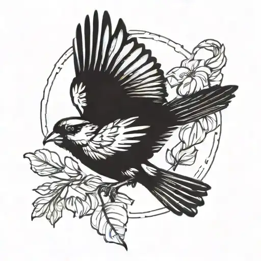 top view sparrow bird flying in the sky tattoo design idea