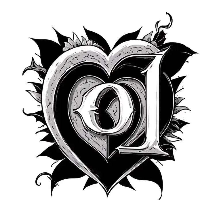 Heart with letters C D tattoo design idea